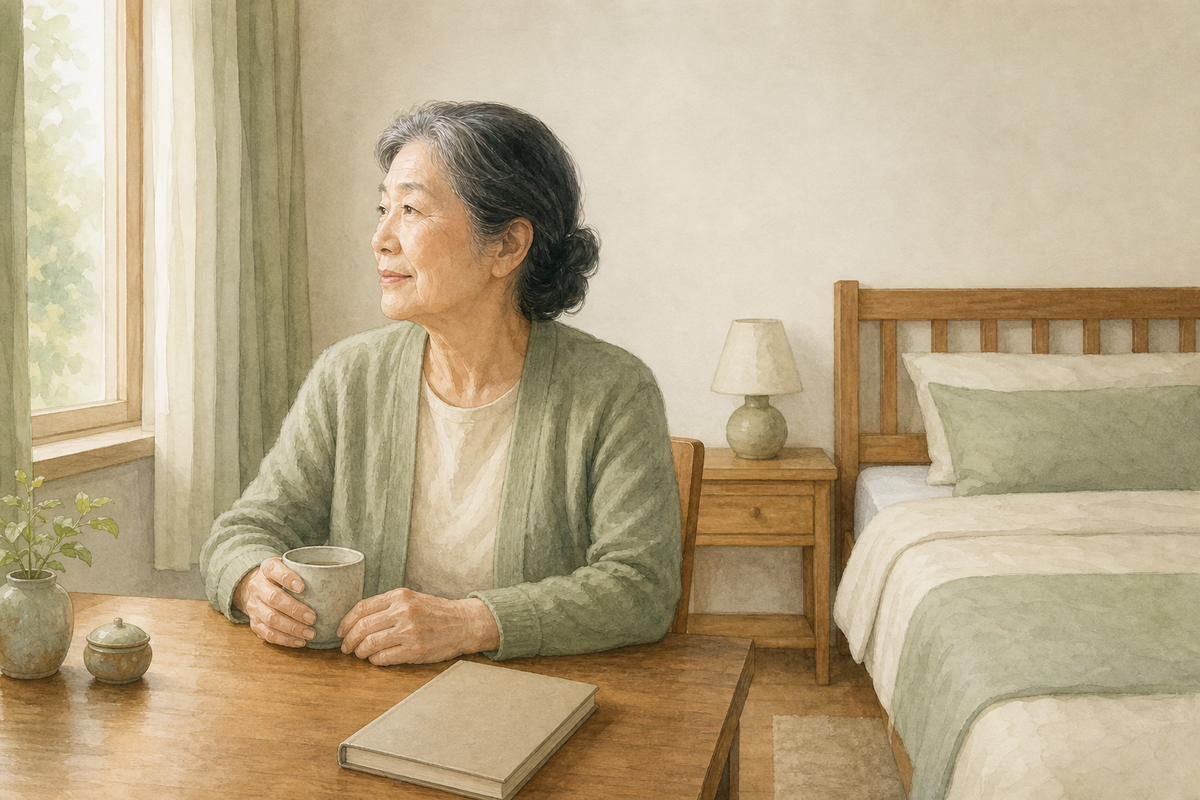 Comfort, Hygiene &amp; Dignity FAQ — Home Care Compass hero illustration for families; warm editorial style; no text in the image.