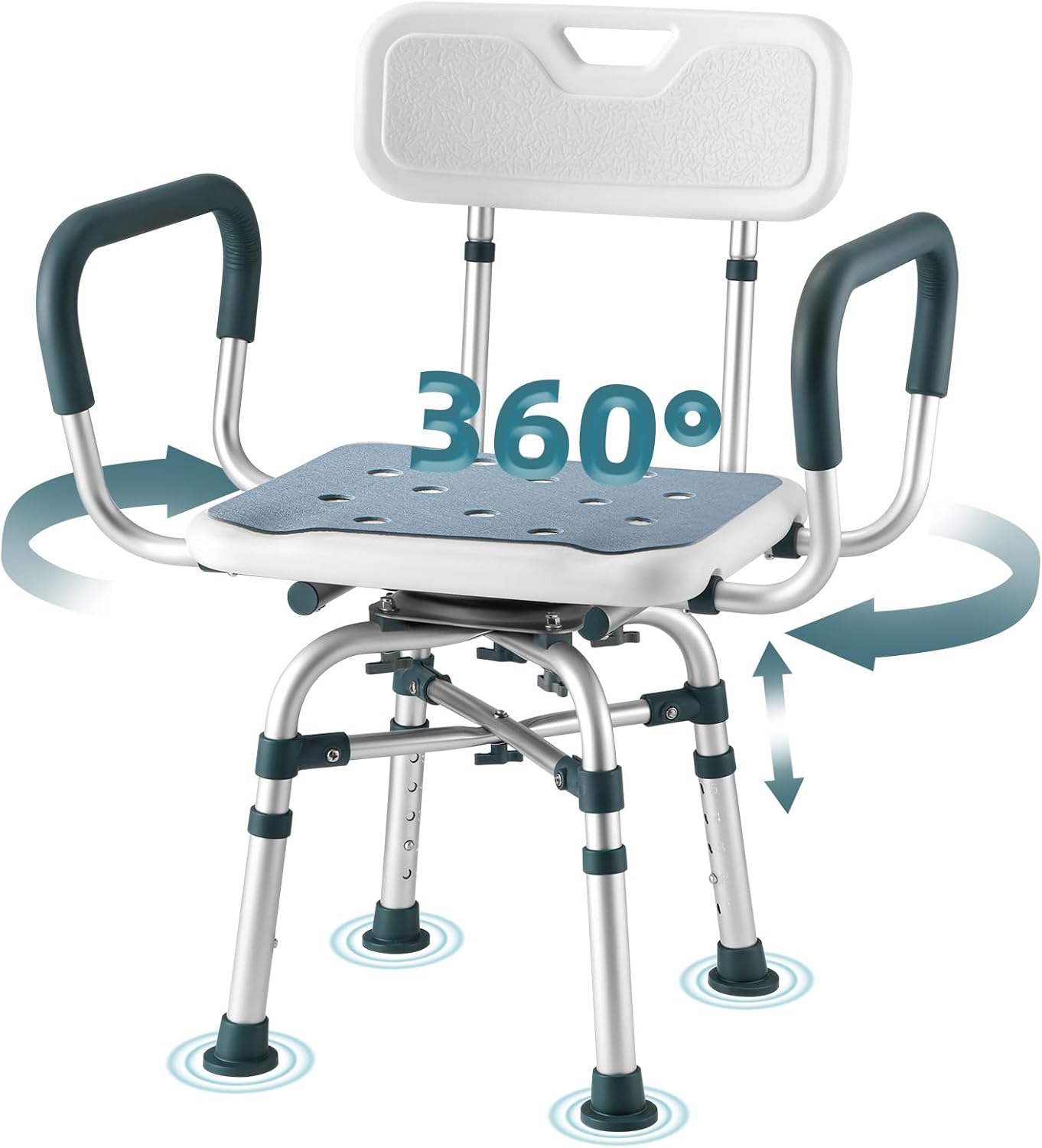 Heavy-duty shower chair with arms/back, 450–500 lb class (Bariatric bath safety)