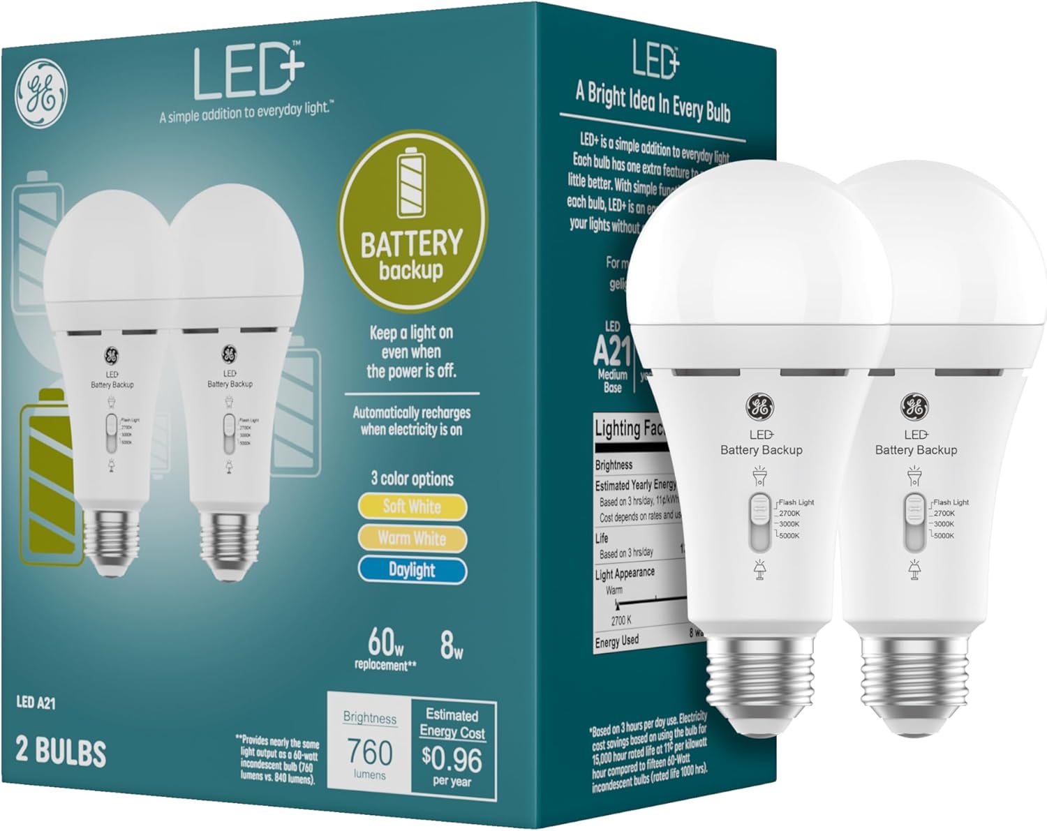 LED+ battery backup bulb (Outage lighting)
