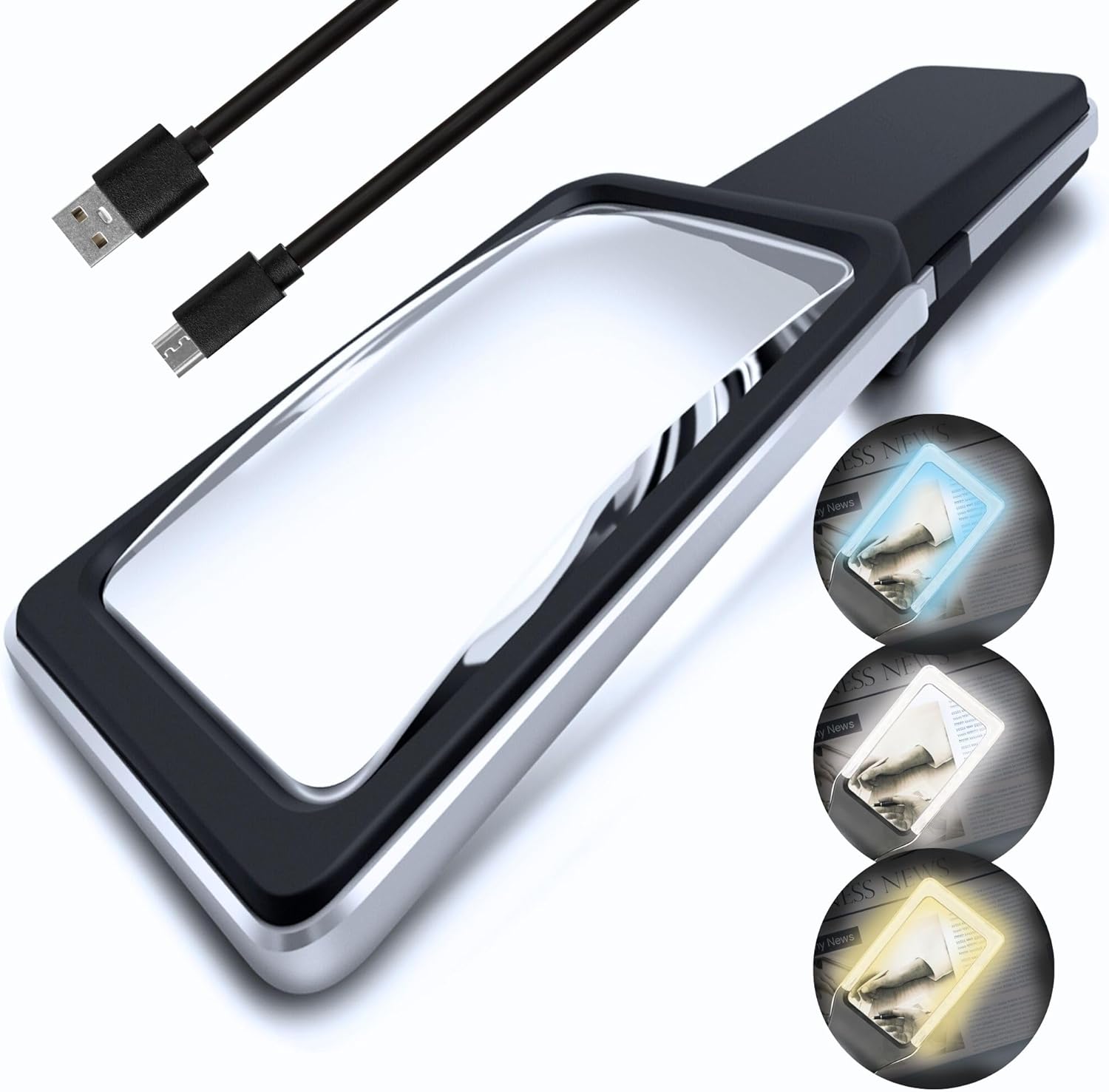 Lighted handheld magnifier (Magnification)