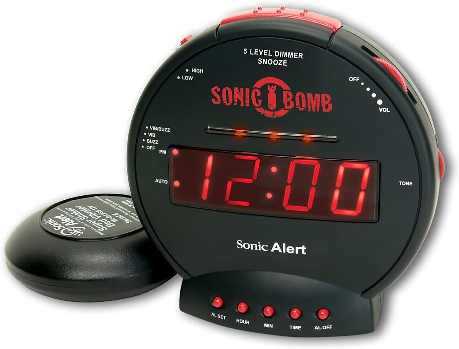 Sonic Bomb alarm clock with bed shaker (Alerting)