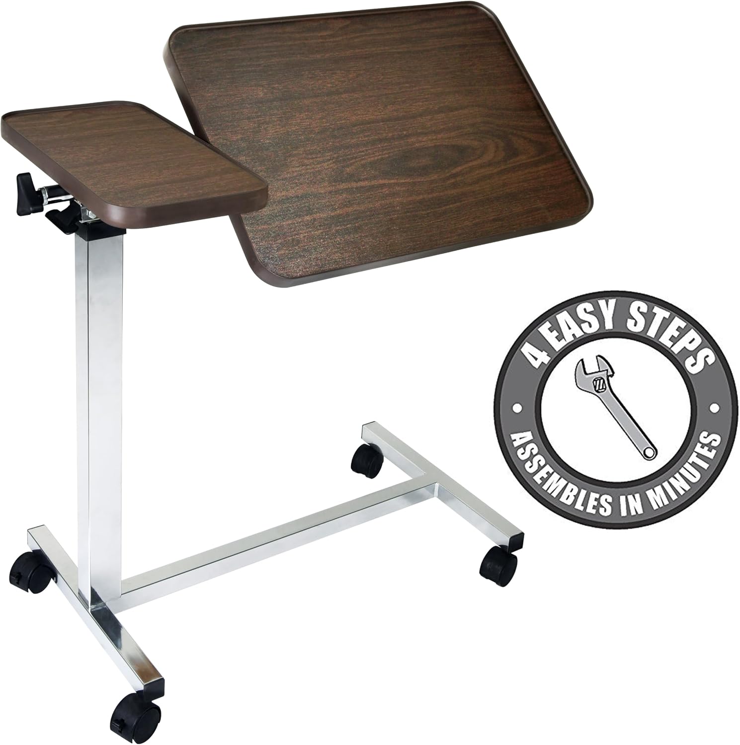 Tilt-top overbed table (Bedside work surface)